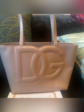 Dolce Gabbana DG Logo Small Leather Shopper Tote Bag- Lilac COA/Dust Bag